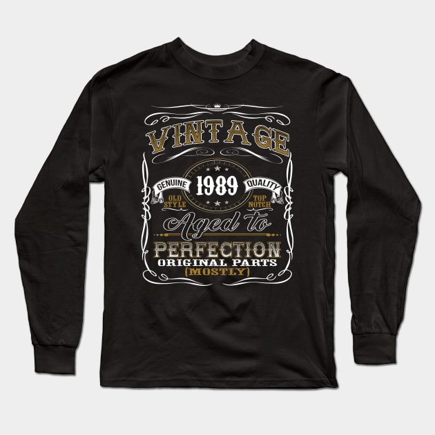 Vintage 1989 Shirt 30th Birthday Gift Thirtieth Bday T Shirt Long Sleeve T-Shirt by jMvillszz